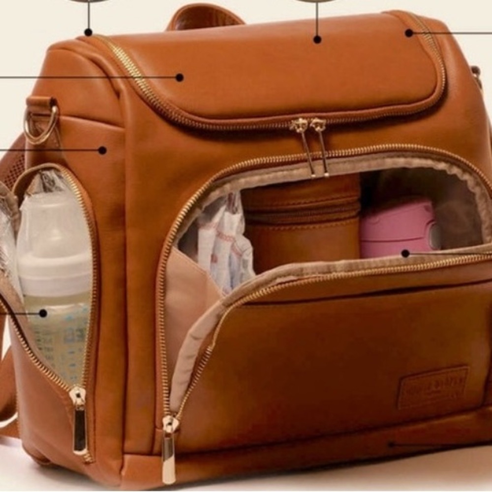 Tan Leather Diaper Bag/backpack - Picture 4 of 4